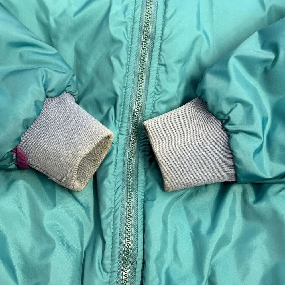 Vtg 90s Columbia Sportswear Bomber Jacket Reversible Teal/Purple Women’s Large